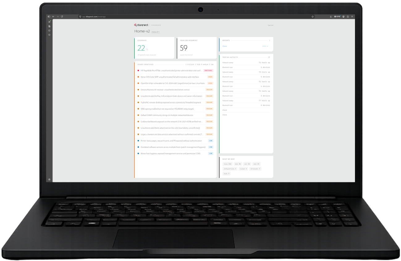 Coverage dashboard on laptop